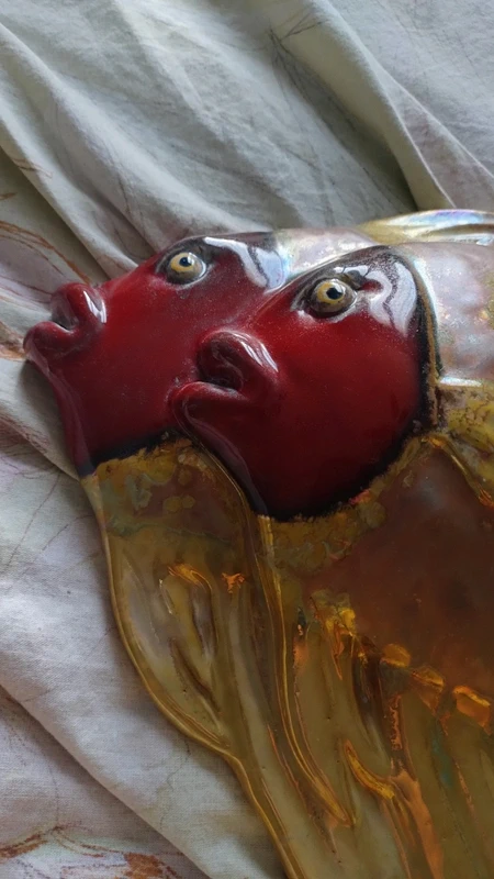 scultura coppia pesce ceramica m.g.a. albisola italia scultura coppia pesce ceramica m.g.a. albisola italia
