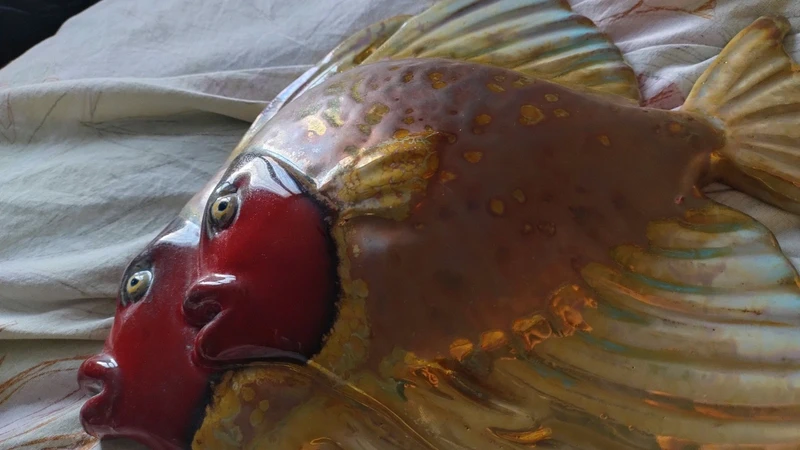 scultura coppia pesce ceramica m.g.a. albisola italia scultura coppia pesce ceramica m.g.a. albisola italia