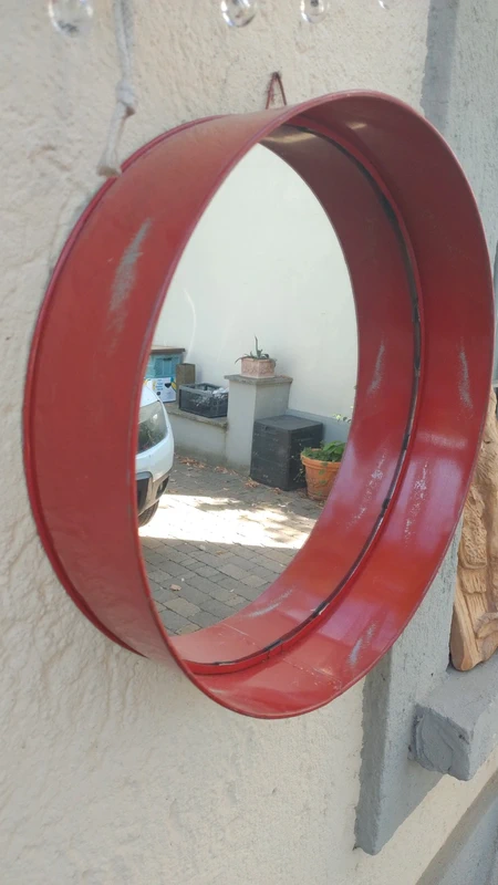 specchio vintage rotondo metallo rosso da appendere specchio vintage rotondo metallo rosso da appendere
